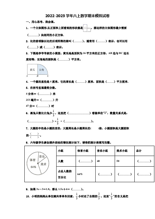 2022-2023学年安丘市数学六上期末统考试题含解析