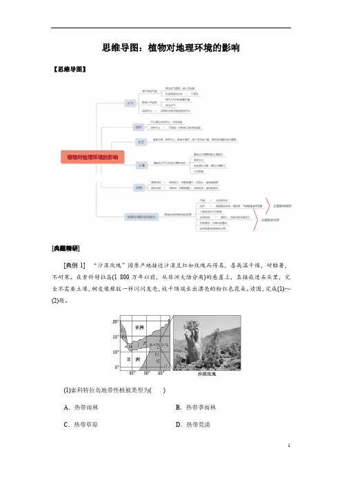 2023届高三地理二轮复习专项思维导图：植物对地理环境的影响