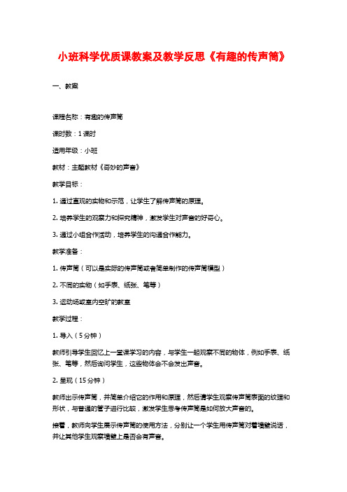 小班科学优质课教案及教学反思《有趣的传声筒》