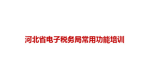 河北省电子税务局常用功能培训