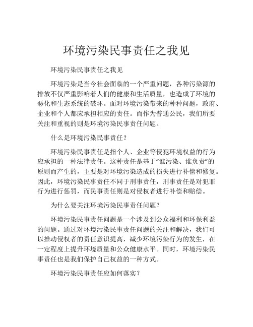 环境污染民事责任之我见