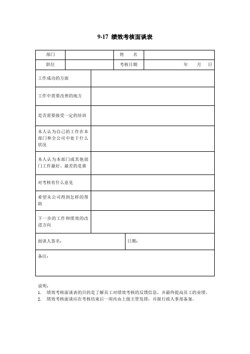 绩效考核面谈表 (2)