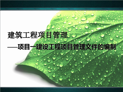 项目一建设工程项目管理文件的编制ppt课件