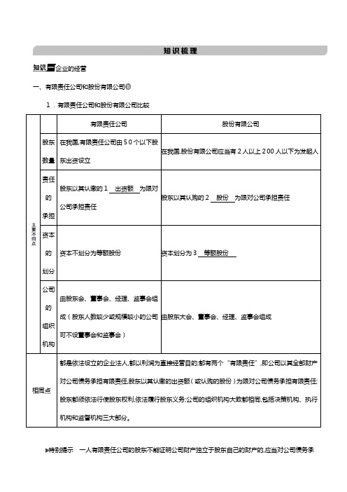 浙江专版版高考一轮复习第二单元生产劳动与经营第五课企业与劳动者教案政治