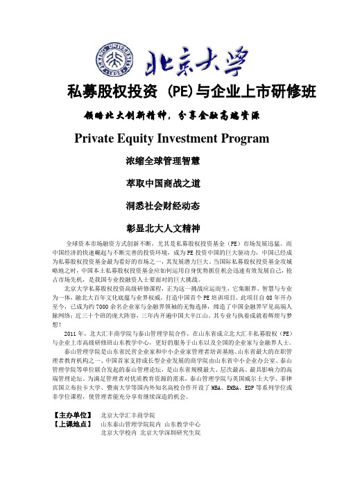 北京大学汇丰商学院私募股权投资(PE)与企业上市范文