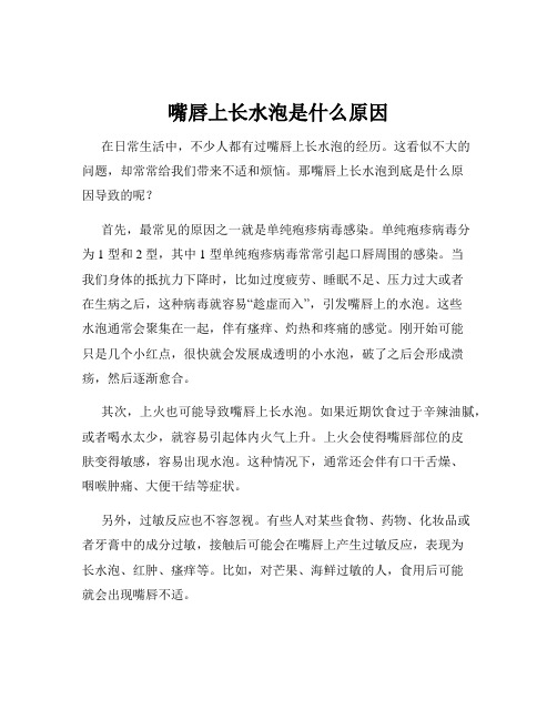 嘴唇上长水泡是什么原因