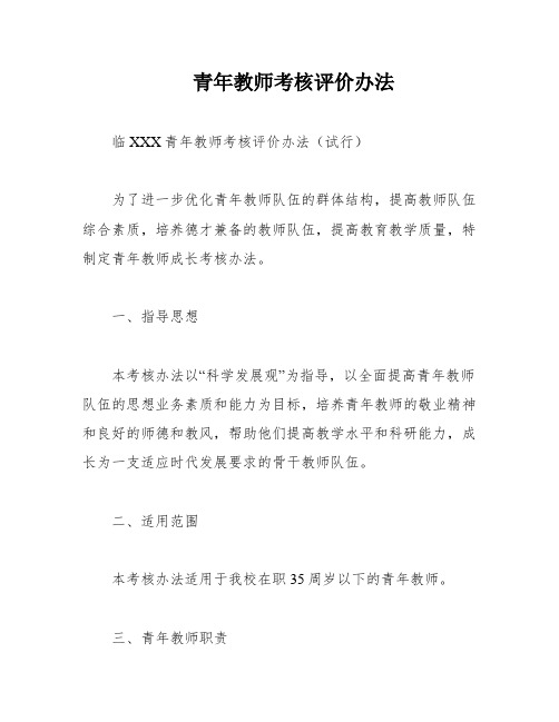 青年教师考核评价办法