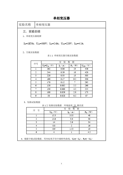 电机学实验AI报告册提示