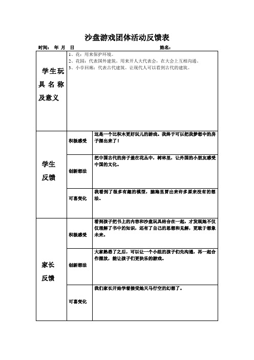 沙盘游戏反馈表