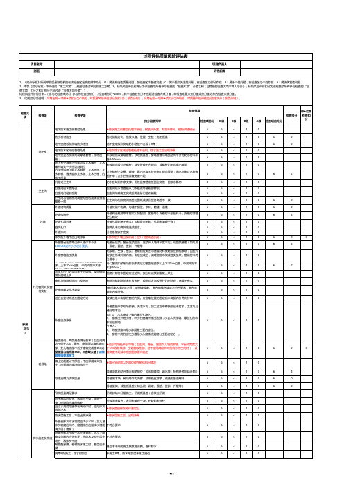 过程评估质量风险表