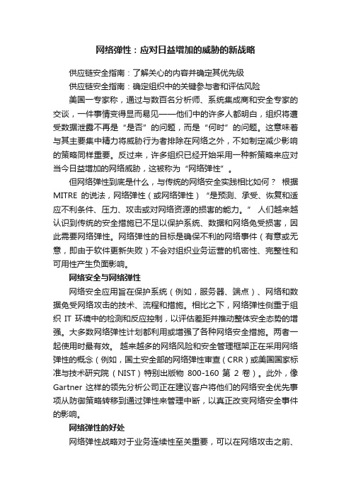 网络弹性：应对日益增加的威胁的新战略