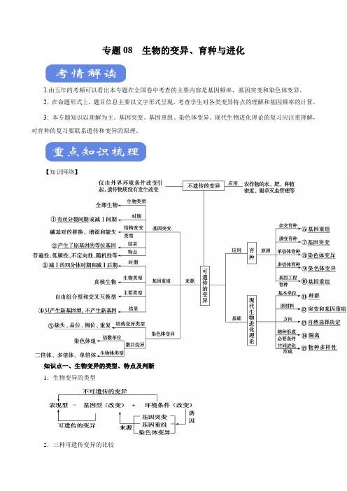 2020年高考生物二轮复习精品考点学与练 专题08 生物的变异、育种与进化(解析版)