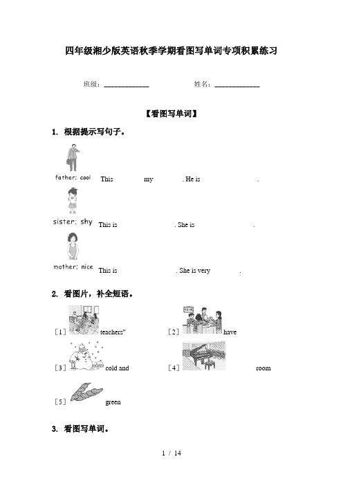 四年级湘少版英语秋季学期看图写单词专项积累练习