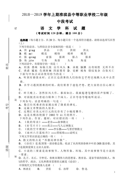 职业年级语文试题