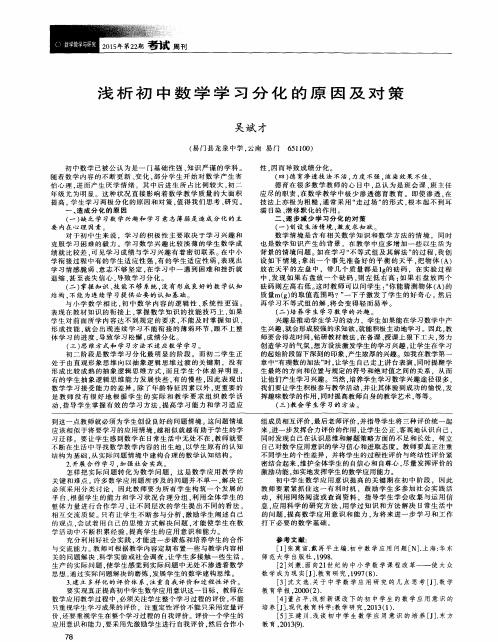 浅析初中数学学习分化的原因及对策