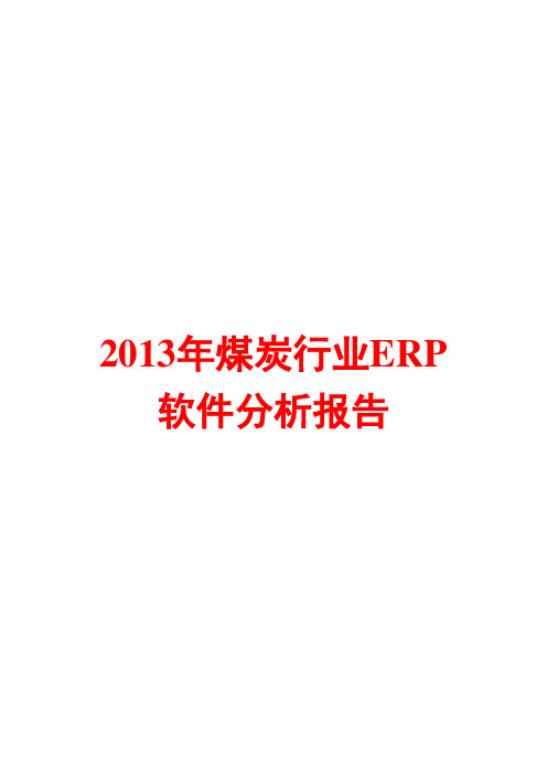 2013年煤炭行业ERP软件分析报告