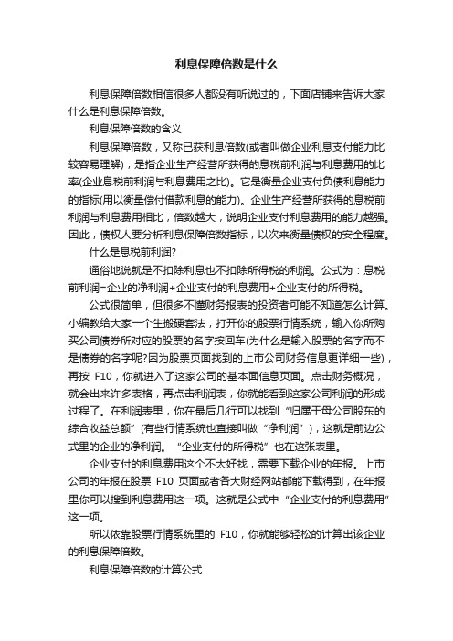 利息保障倍数是什么