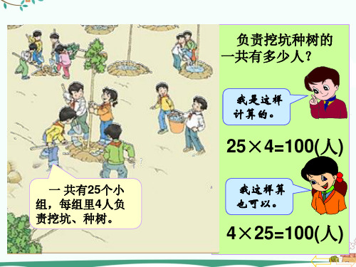 人教版小学四年级下数学乘法运算定律PPT内容宣讲