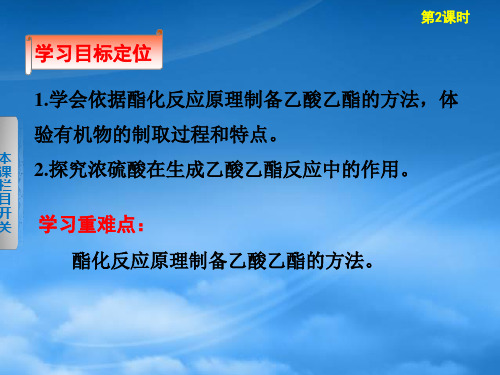 高中化学第二单元课题二第2课时乙酸乙酯的制备及反应条件探究课件新人教选修6.ppt