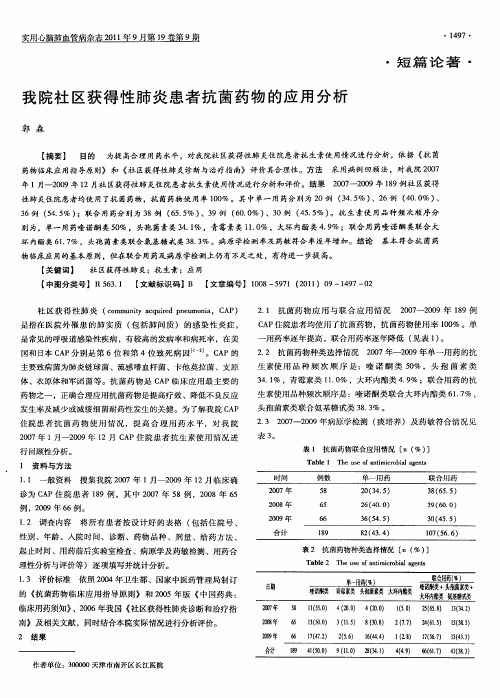 我院社区获得性肺炎患者抗菌药物的应用分析