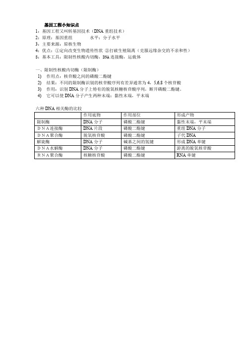 基因工程小知识点