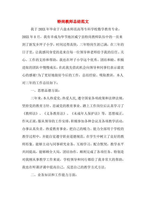 2019年特岗教师总结范文