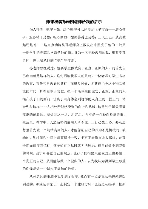 师德楷模孙维刚老师给我的启示