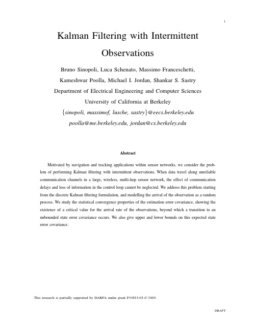 Kalman filtering with intermittent observations