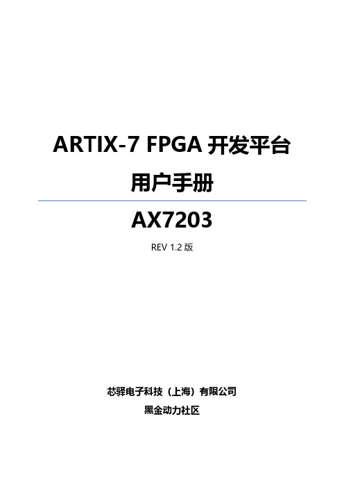 ARTIX-7 FPGA 开发平台 用户手册说明书