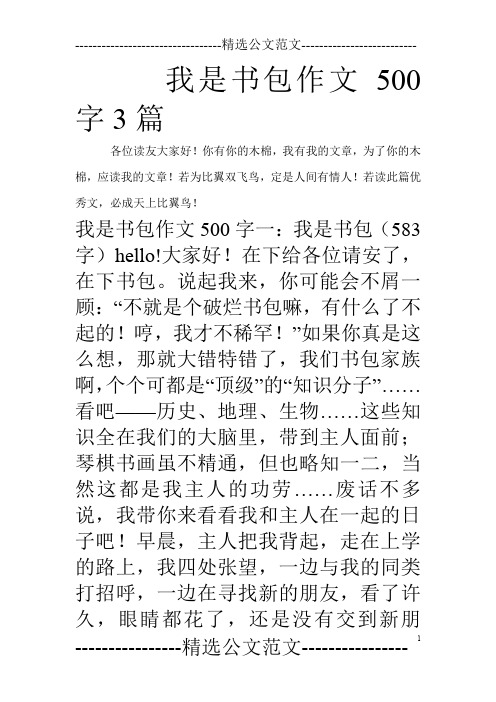 我是书包作文500字3篇