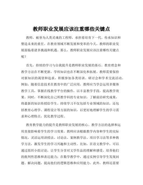 教师职业发展应该注重哪些关键点