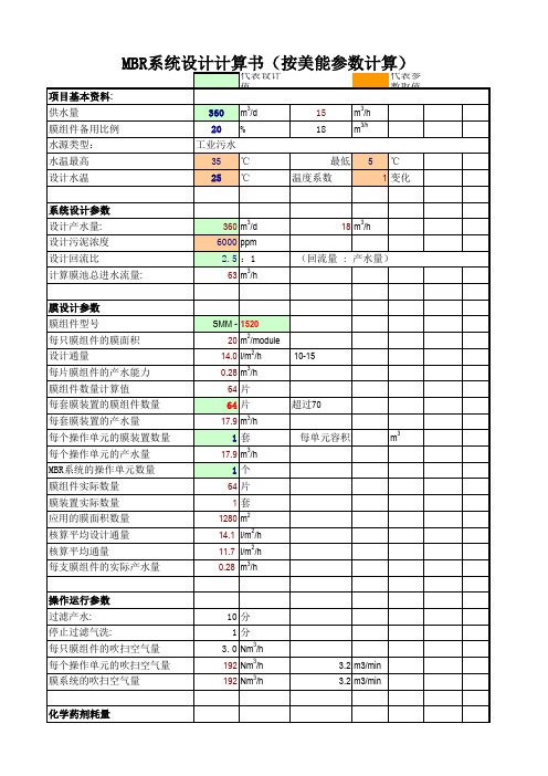 MBR工艺设计计算书(模板)