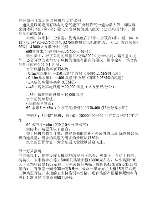 鸡舍如何计算水帘及风机的安装比例