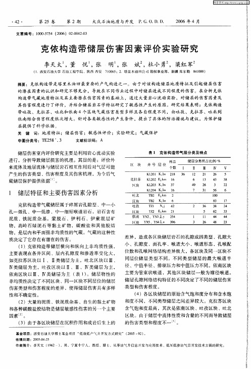 克依构造带储层伤害因素评价实验研究