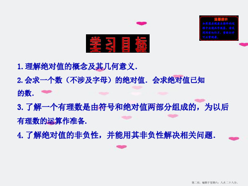 同步教学课件七年级数学上册华师大版2.4绝对值共19张PPT