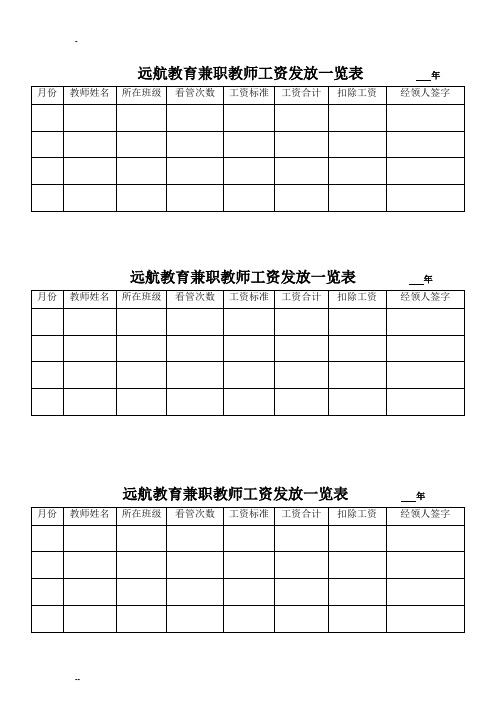 兼职教师工资发放一览表