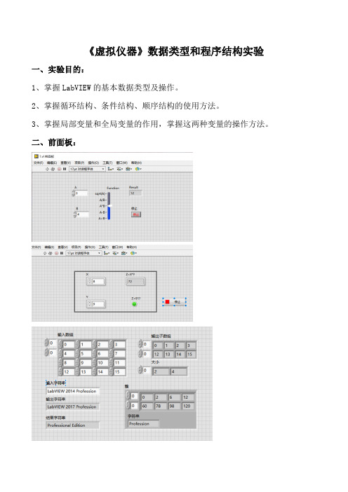 《虚拟仪器》数据类型和程序结构实验