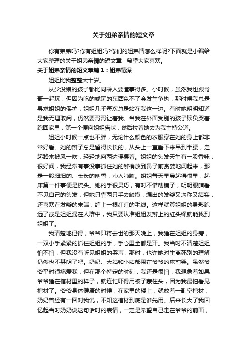 关于姐弟亲情的短文章