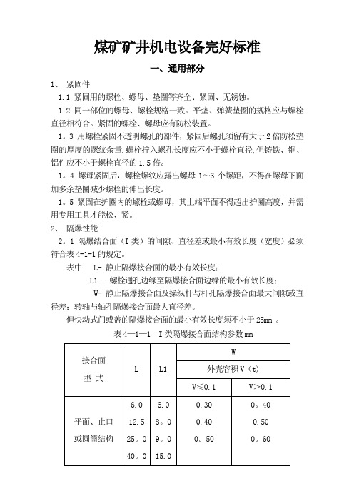 煤矿矿井机电设备完好标准备份