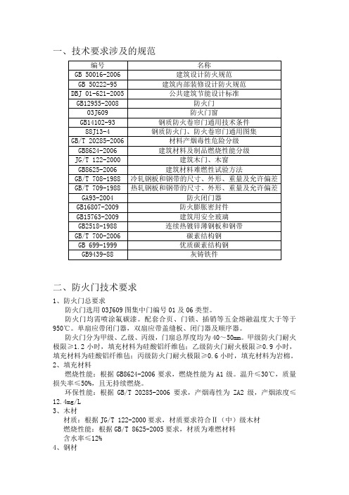 防火门技术要求