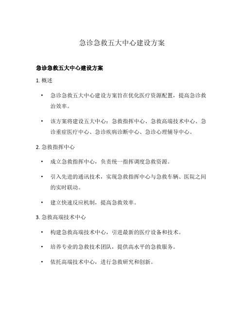 急诊急救五大中心建设方案