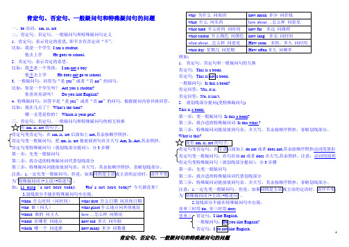 (完整版)小学英语人教版-肯定句、否定句、疑问句总结+练习