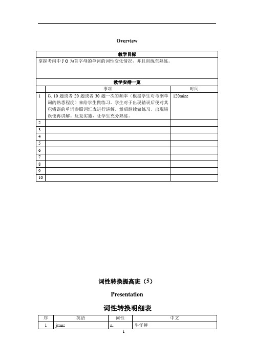 牛津沪教版初三英语考纲重点单词专题-词性转换5-J-O-提高版-教师版