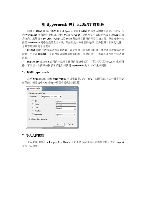 利用Hypermesh进行FLUENT前处理