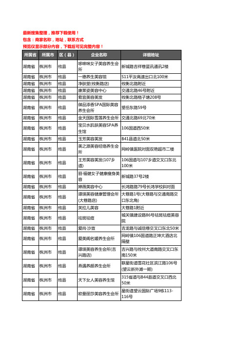 新版湖南省株洲市攸县美容院企业公司商家户名录单联系方式地址大全88家