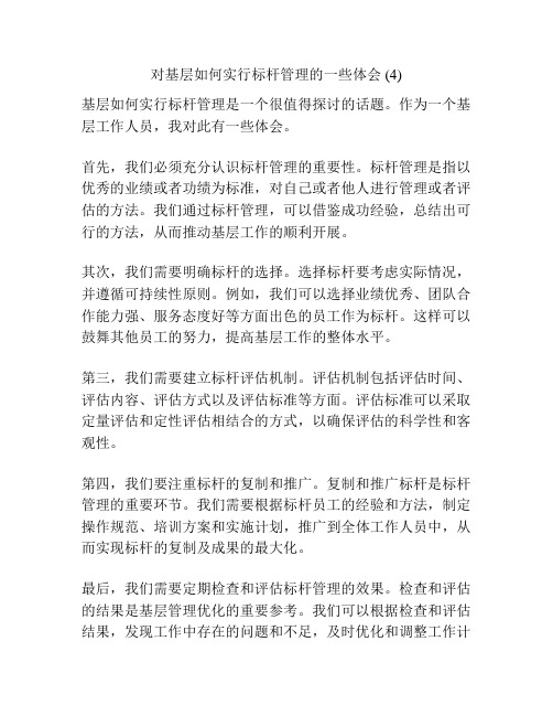 对基层如何实行标杆管理的一些体会 (4)