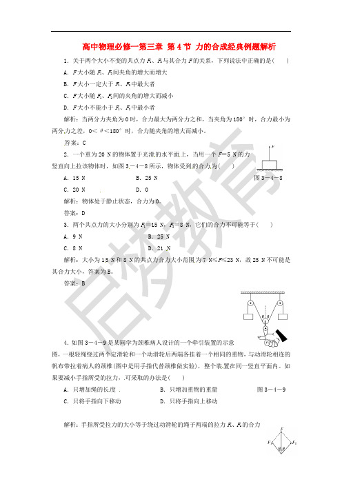 高中物理 第三章 第4节 力的合成经典例题解析 新人教版必修1