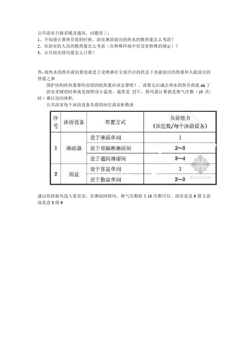 浴室负荷计算