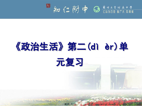 甘肃省兰州大学附属中学政治必修二第二单元为人民服务的政府复习课件共34张