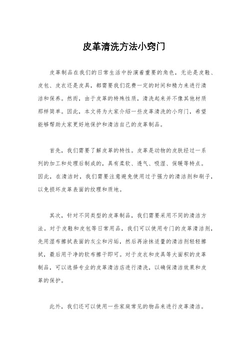 皮革清洗方法小窍门